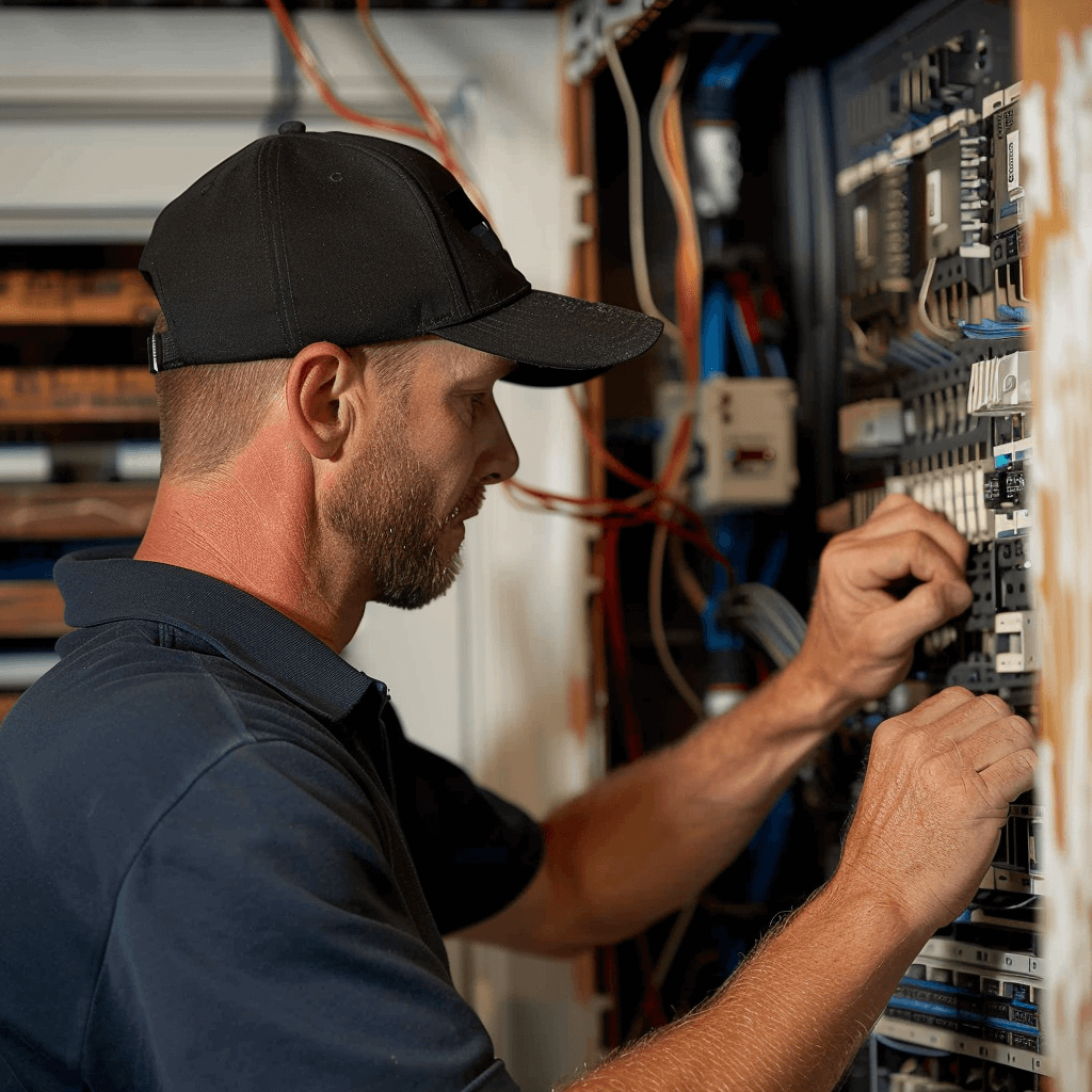 Electrician installing new electrical panel in Middletown OH
