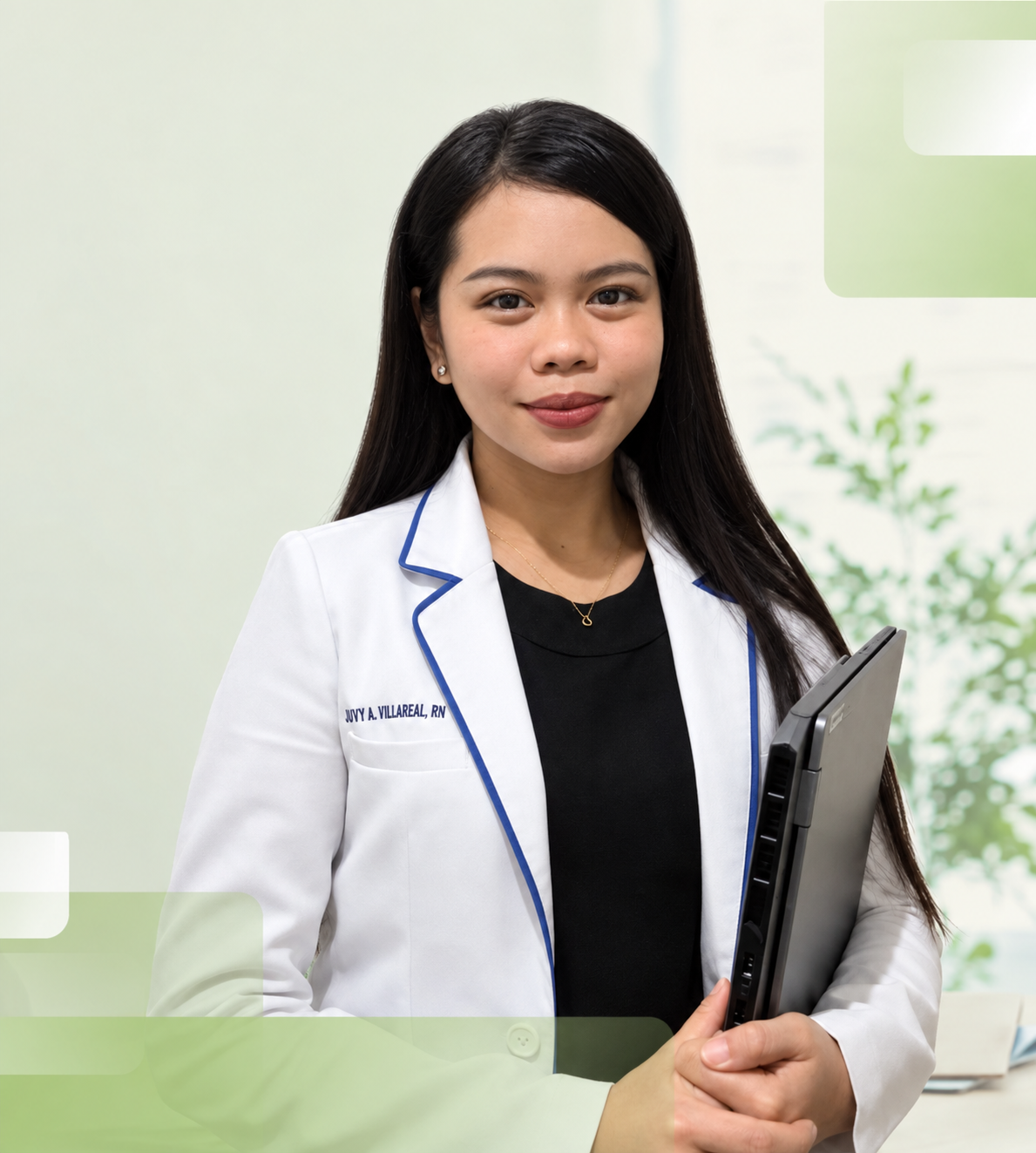 Medical Professional Holding a Laptop at a Pain and Wellness Center