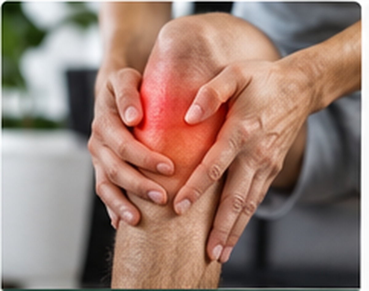 Person Holding Sore Knee, Highlighting Pain Management and Wellness