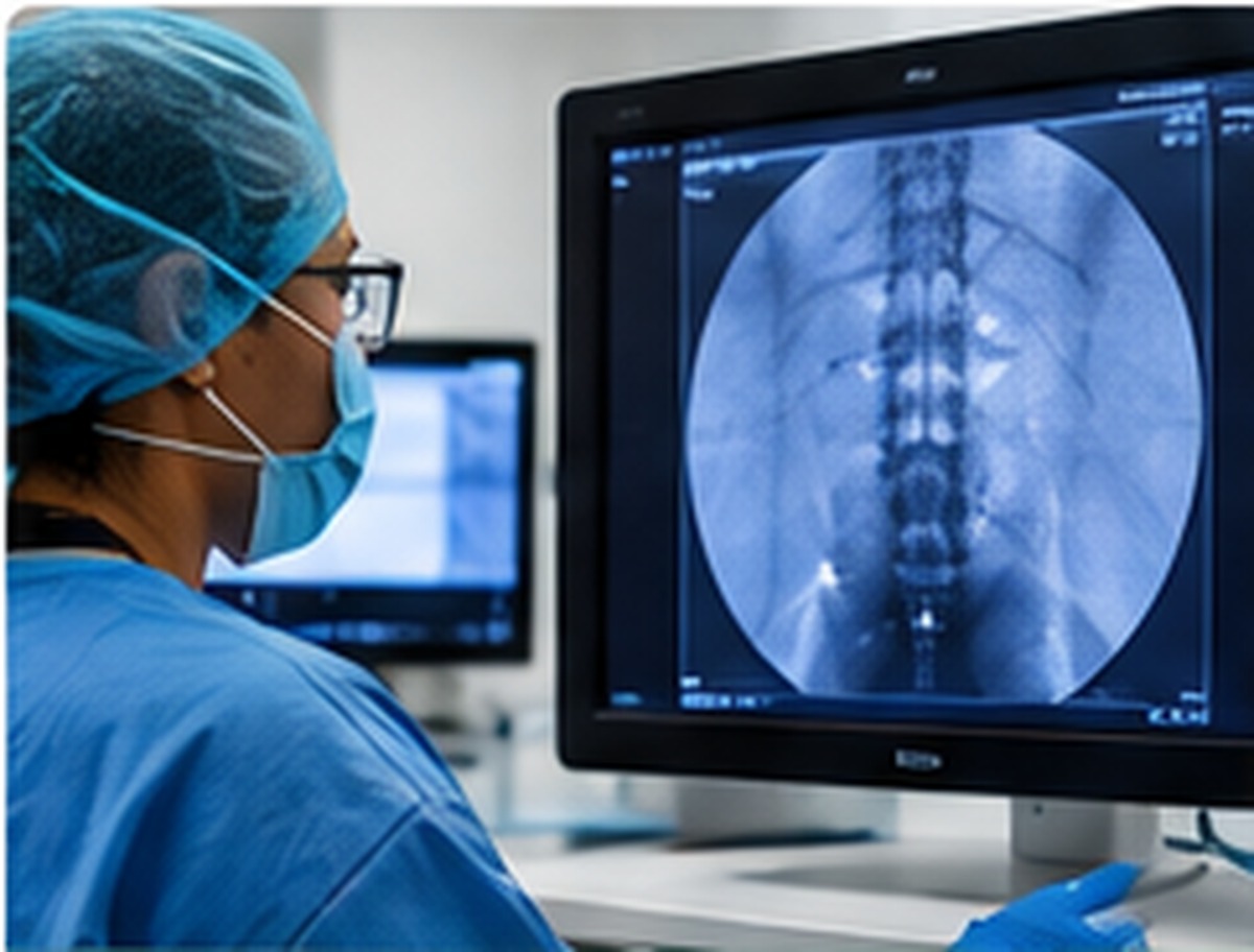 Medical Professional Reviewing Spine X-Ray for Pain Management