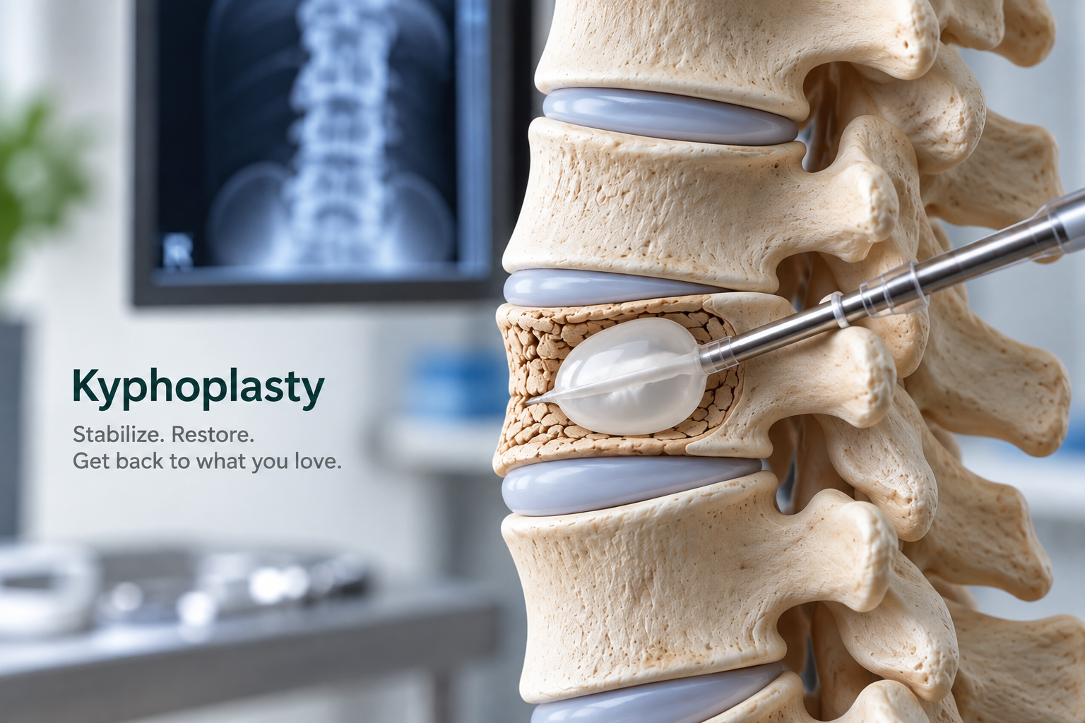 Medical Model of Spinal Procedure with Doctor's Tool for Back Pain Relief