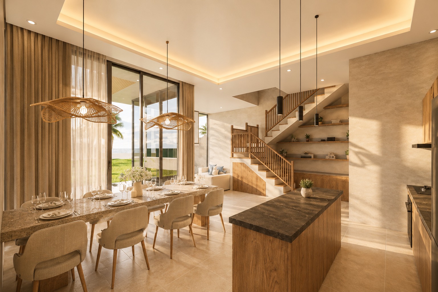 Living and dining ocean view