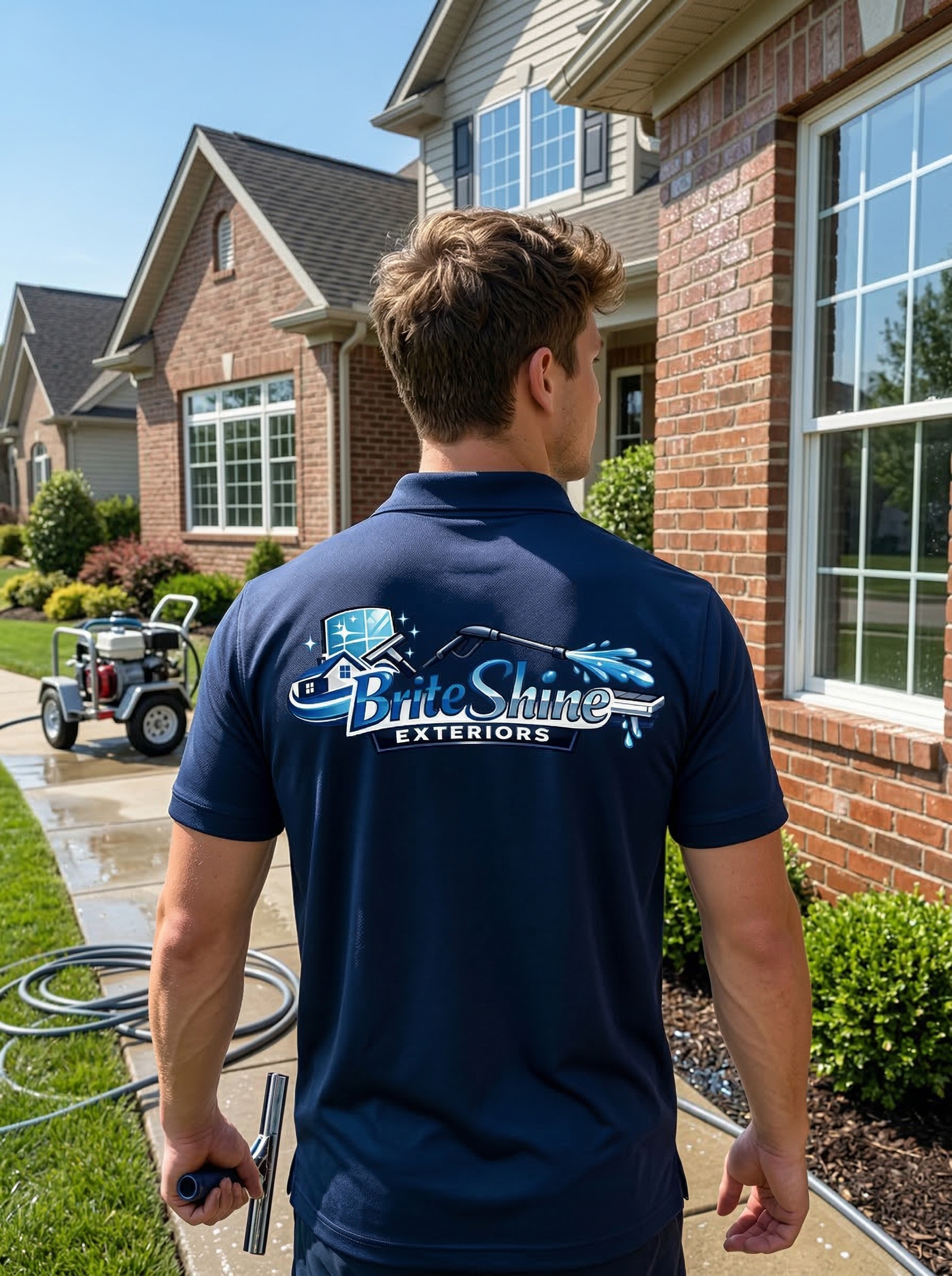 BriteShine window cleaning technician