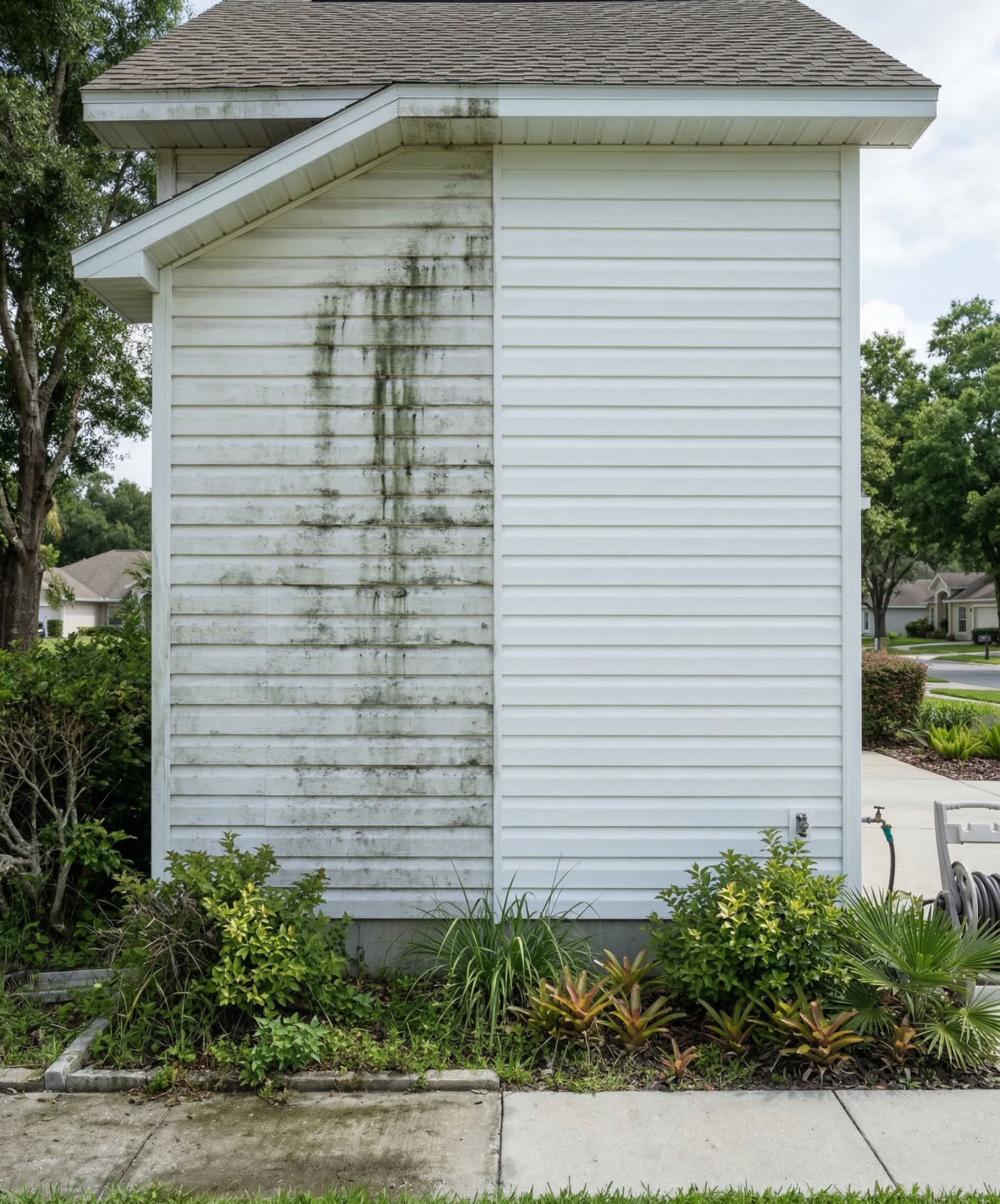 Clean white vinyl siding on a home exterior