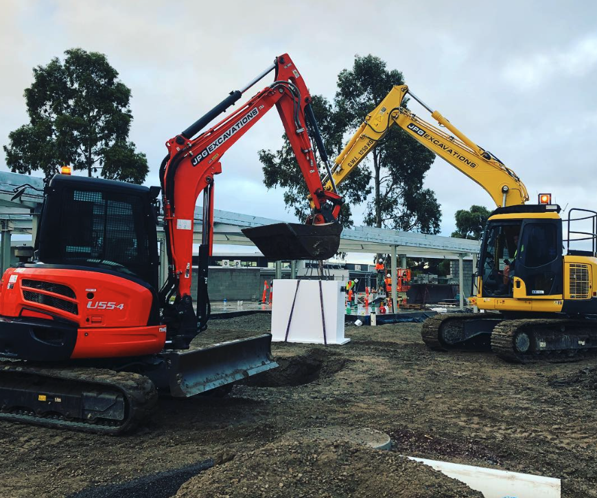 Excavation machinery on site
