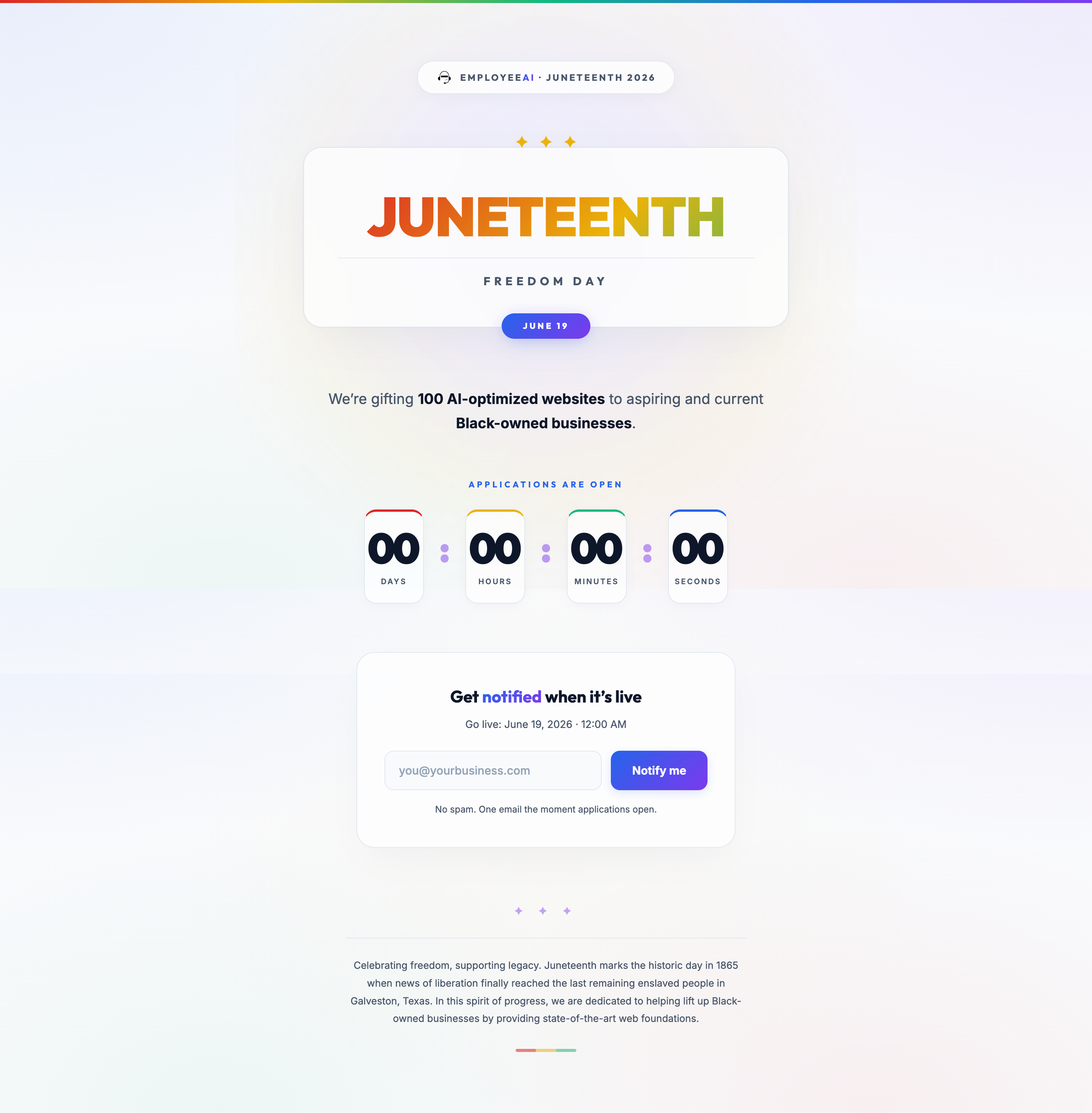 Juneteenth - Gifting 100 AI-Optimized Websites