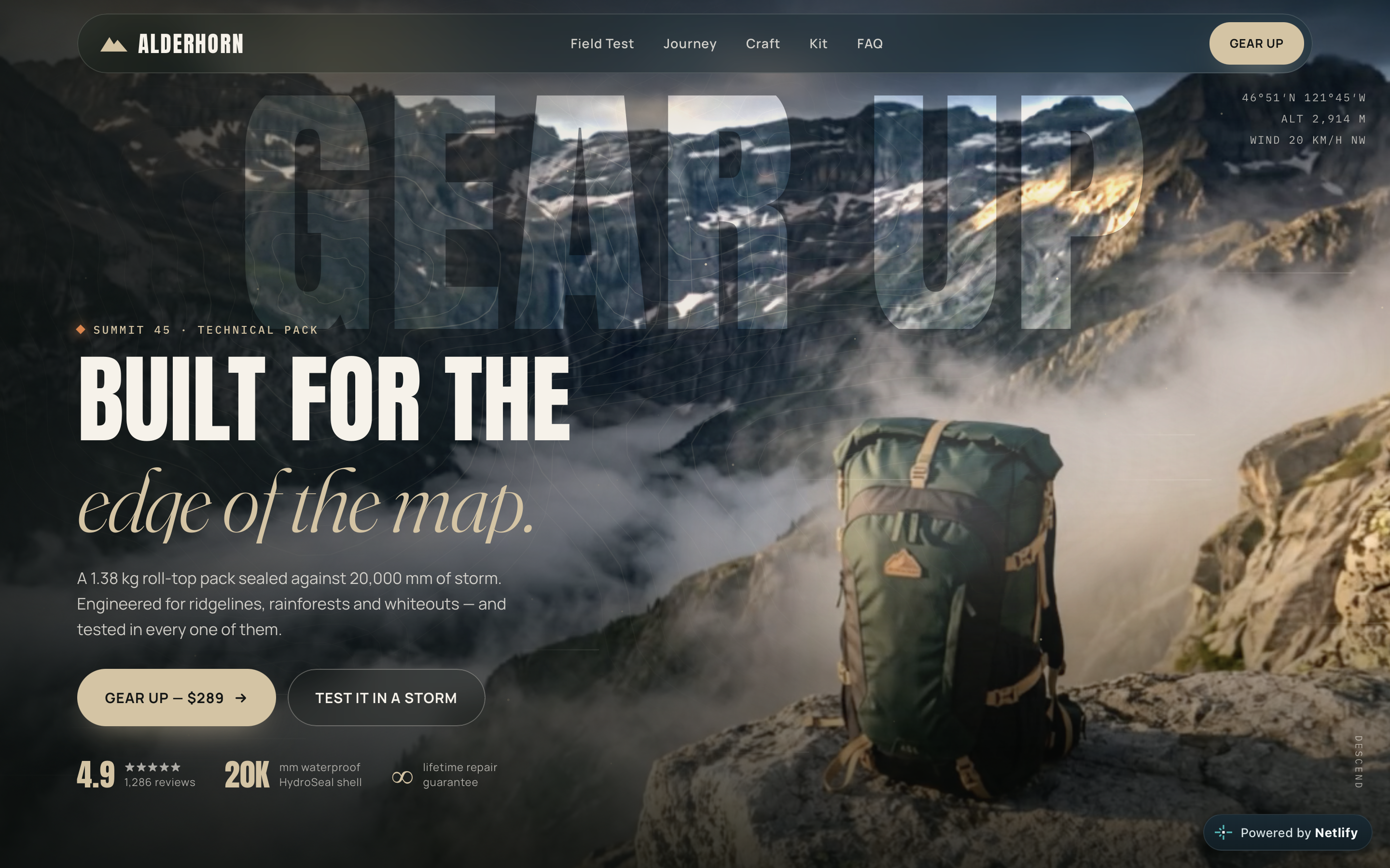 Alderhorn Summit 45 Technical Backpack Preview