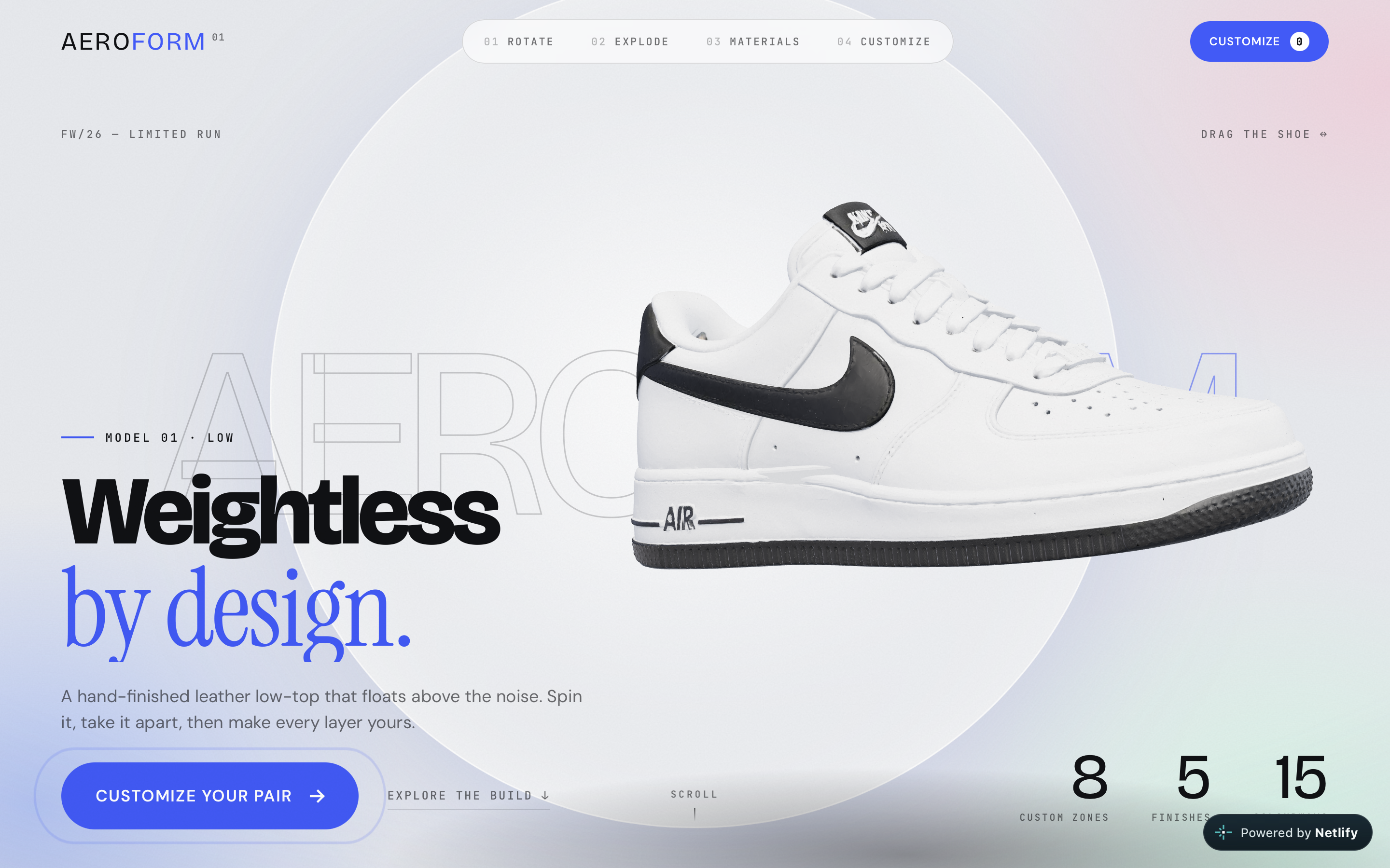 AEROFORM 01 Sneaker Customizer Preview