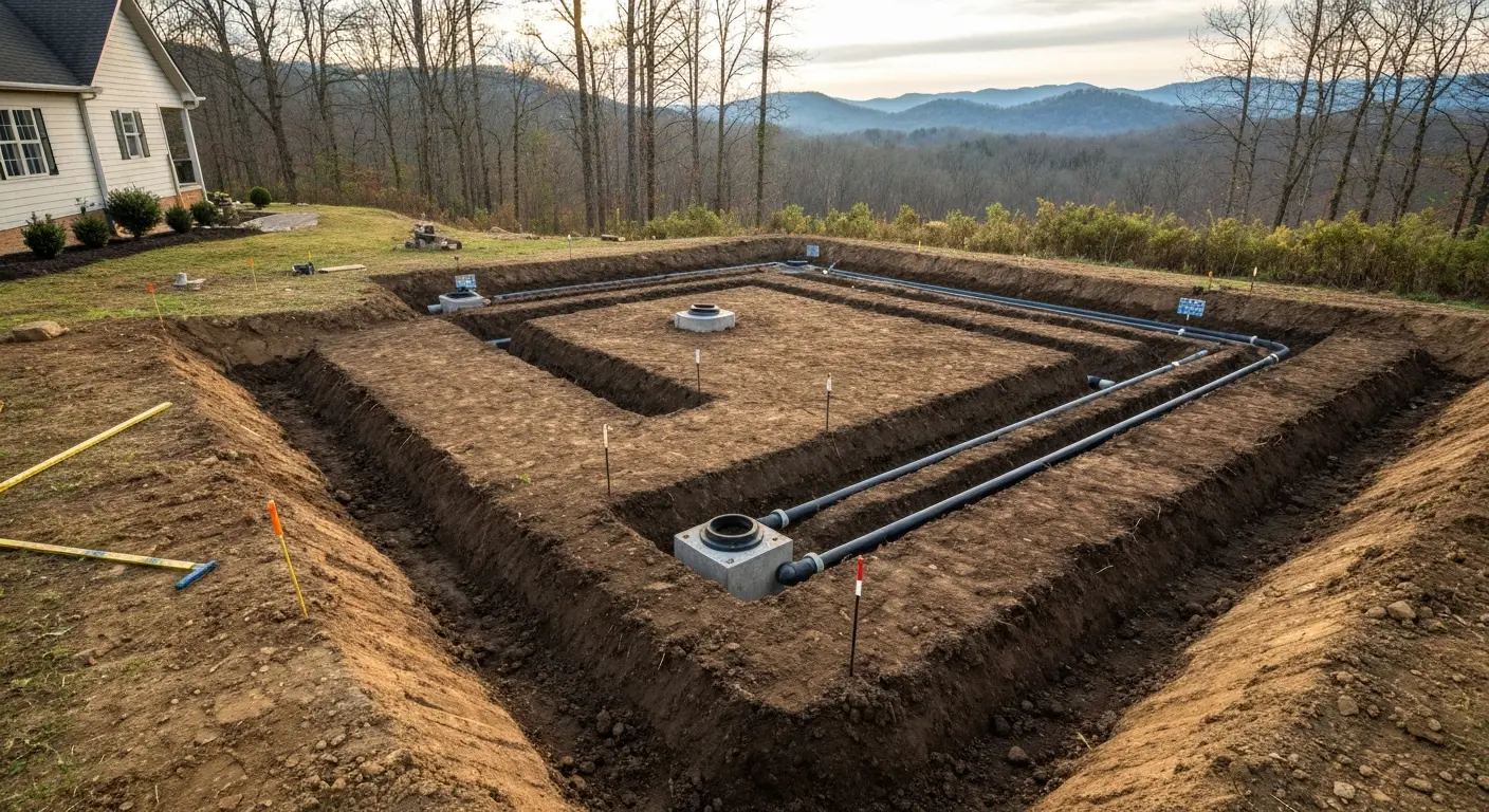 New septic system installation
