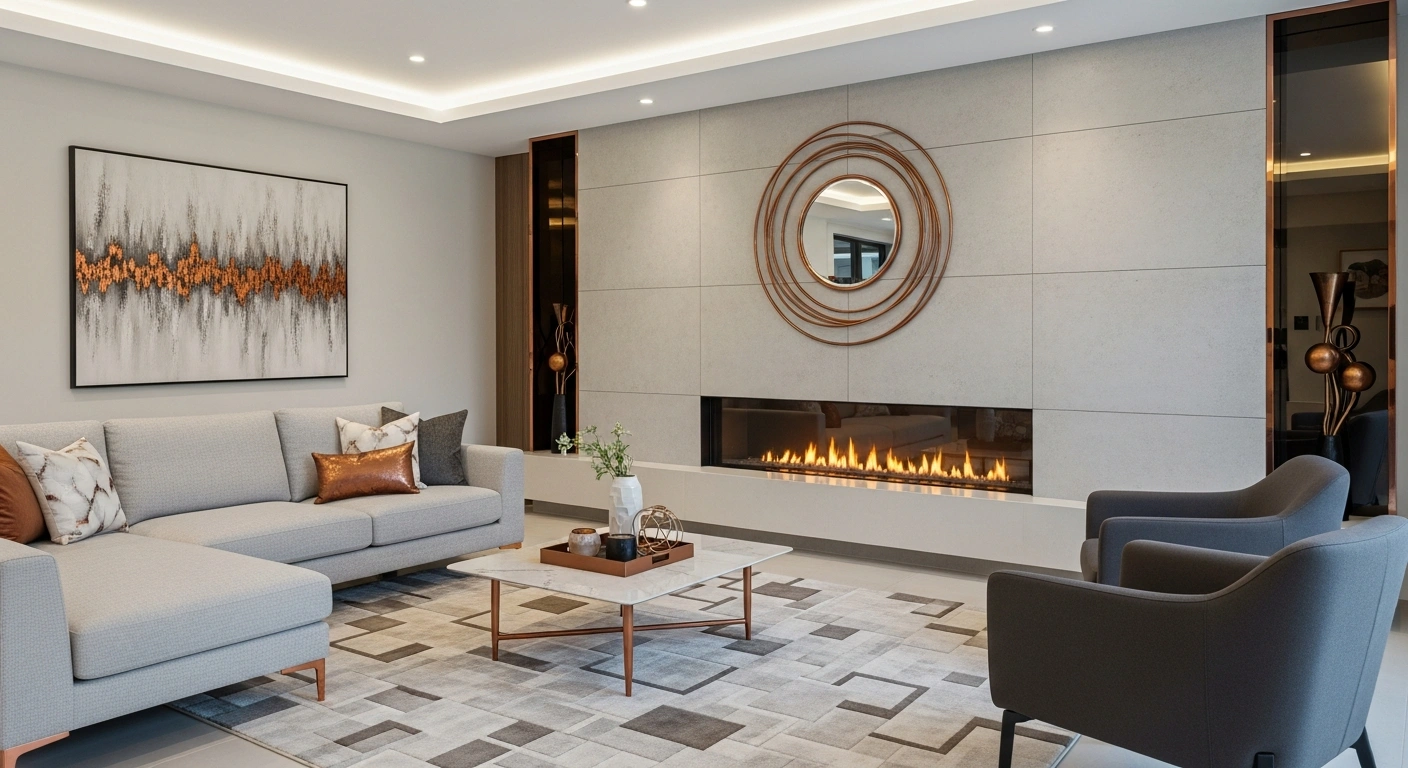 Șemineu premium în living modern