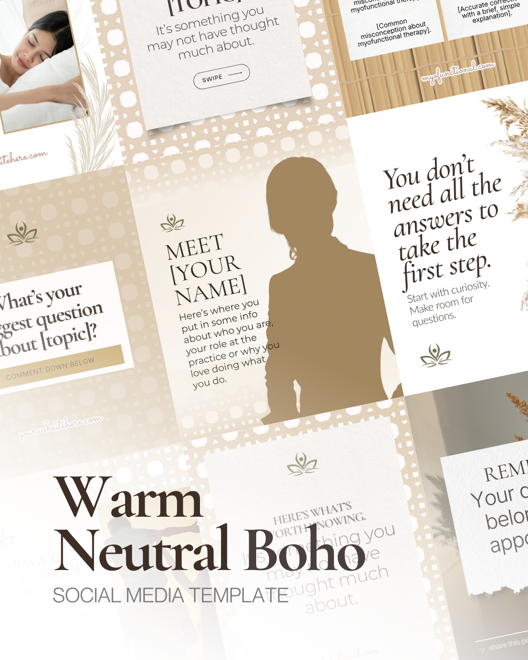 Sample posts from the Warm Neutral Boho template set
