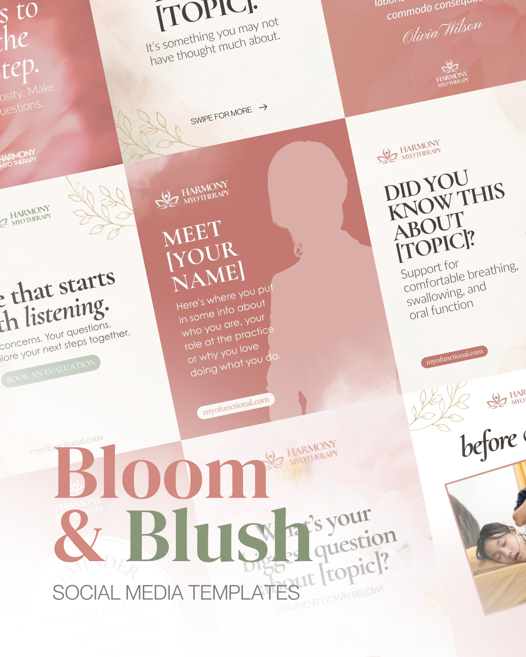 Sample posts from the Bloom & Blush template set
