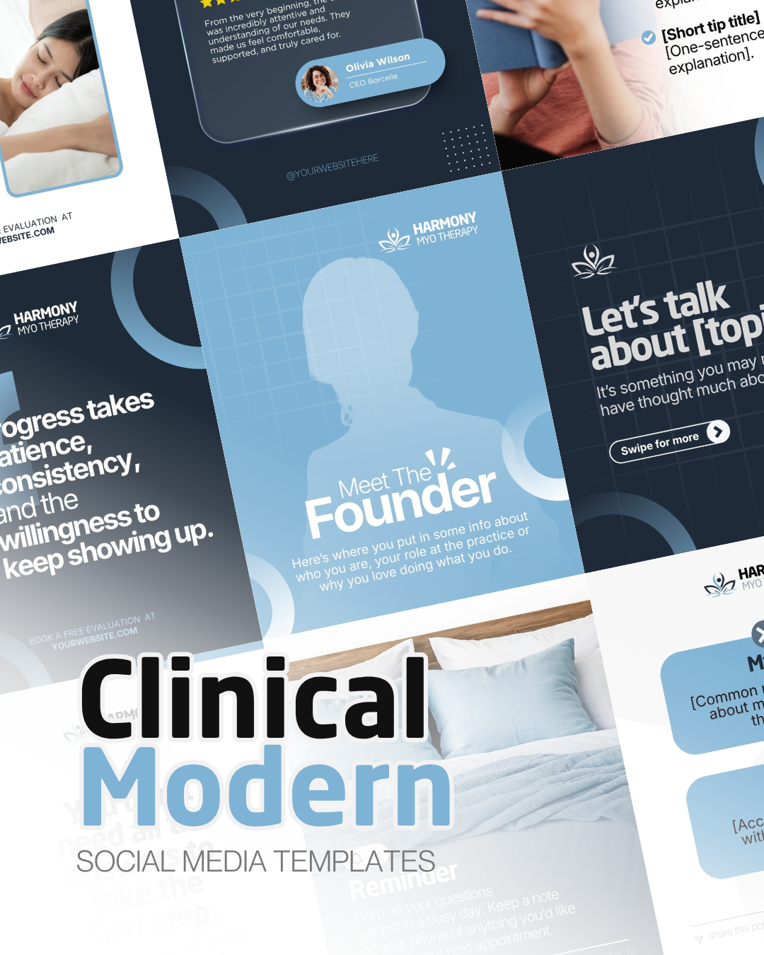 Sample posts from the Clinical Modern template set