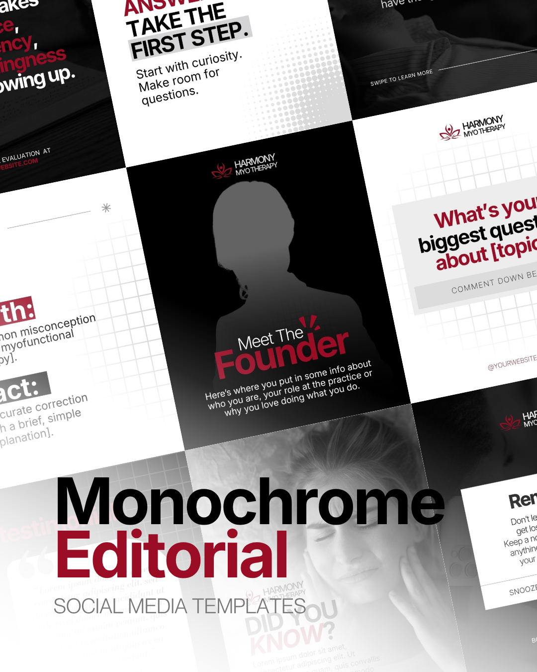 Sample posts from the Monochrome Editorial template set