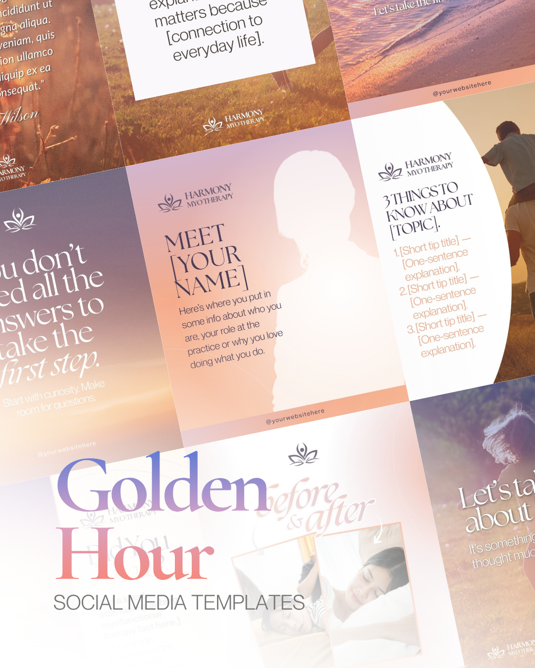 Sample posts from the Golden Hour template set