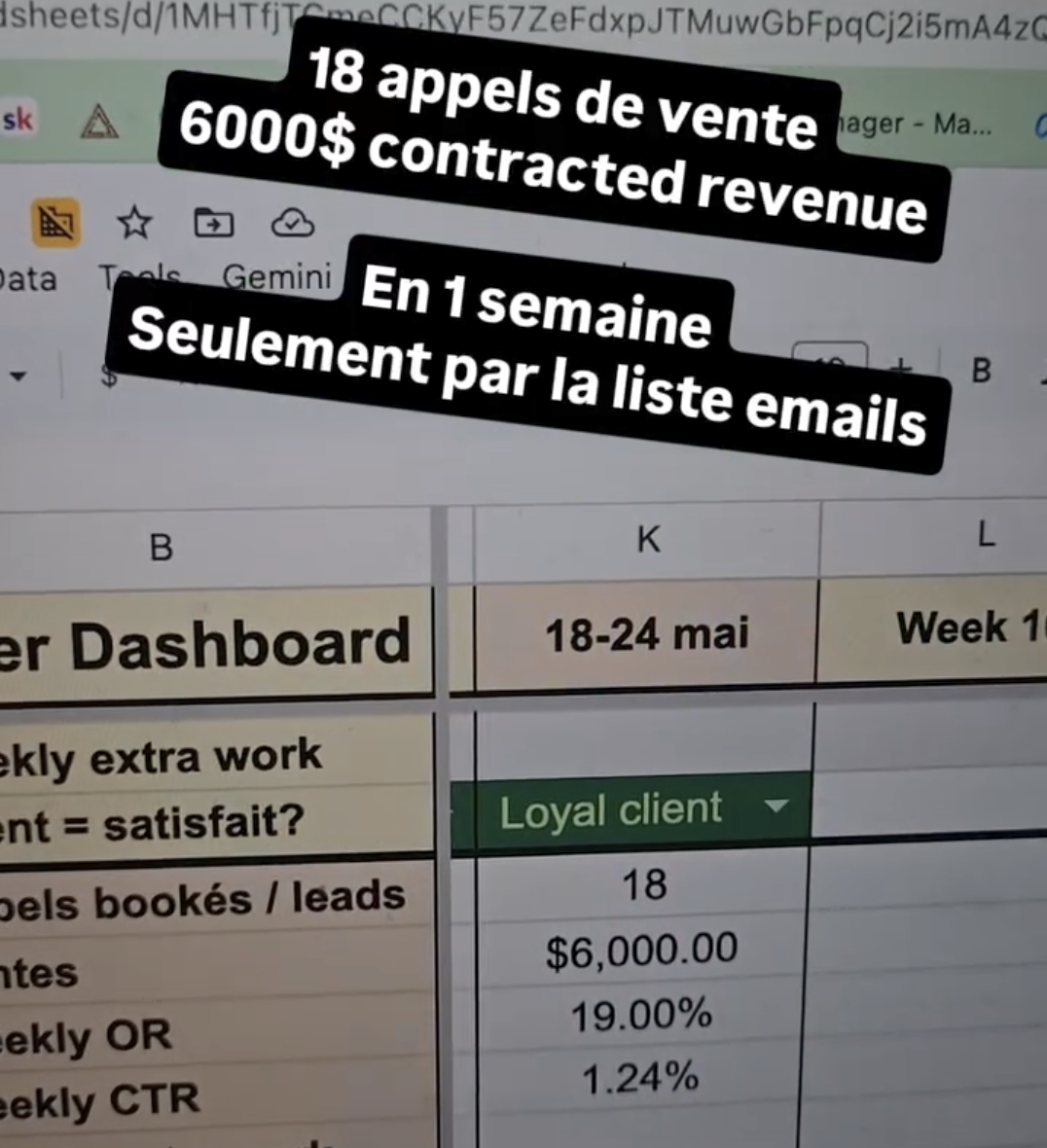 Résultat client obtenu par courriel