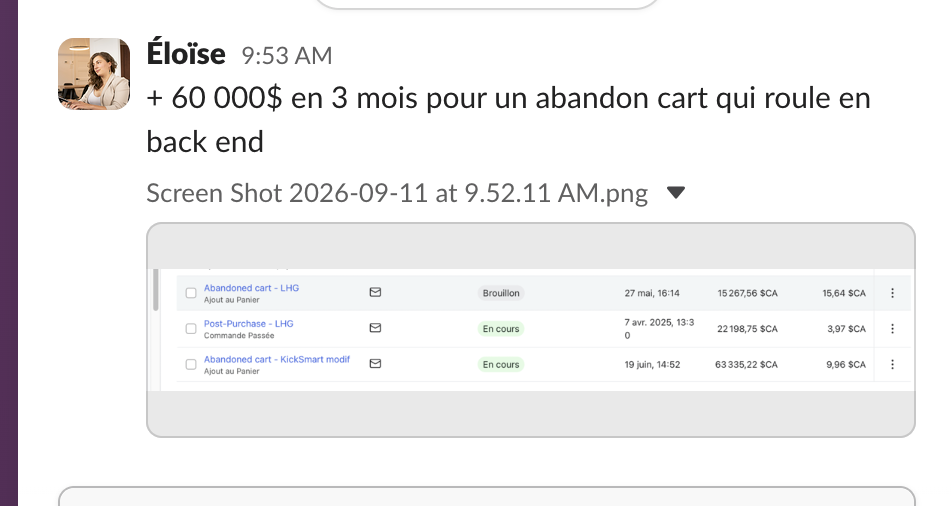 Plus de 60 000 $ en 3 mois grâce à un flow de panier abandonné