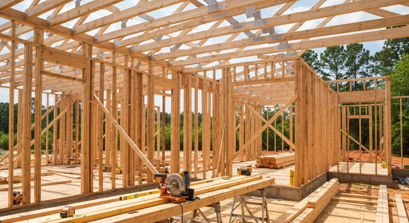 New home construction framing in McDonough GA