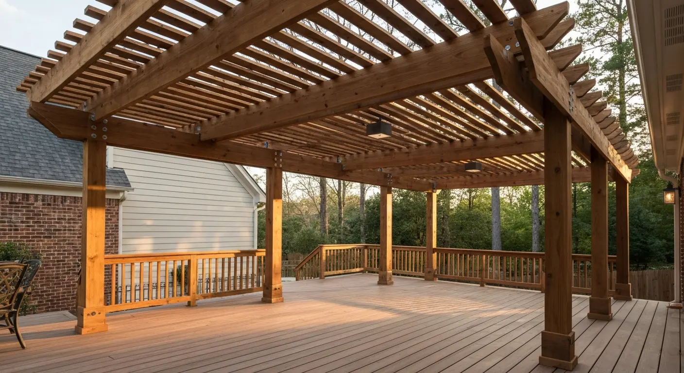 Covered deck with pergola