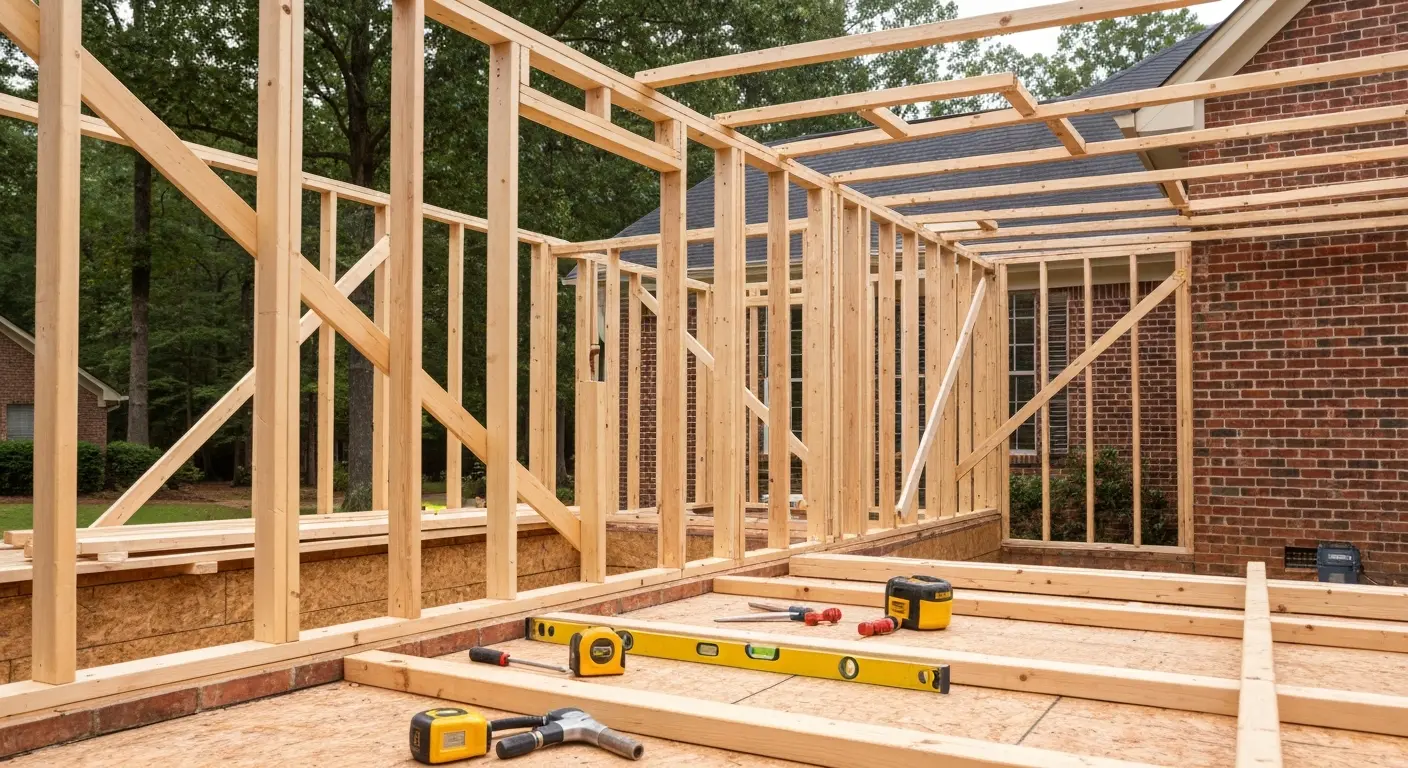 Home addition framing work