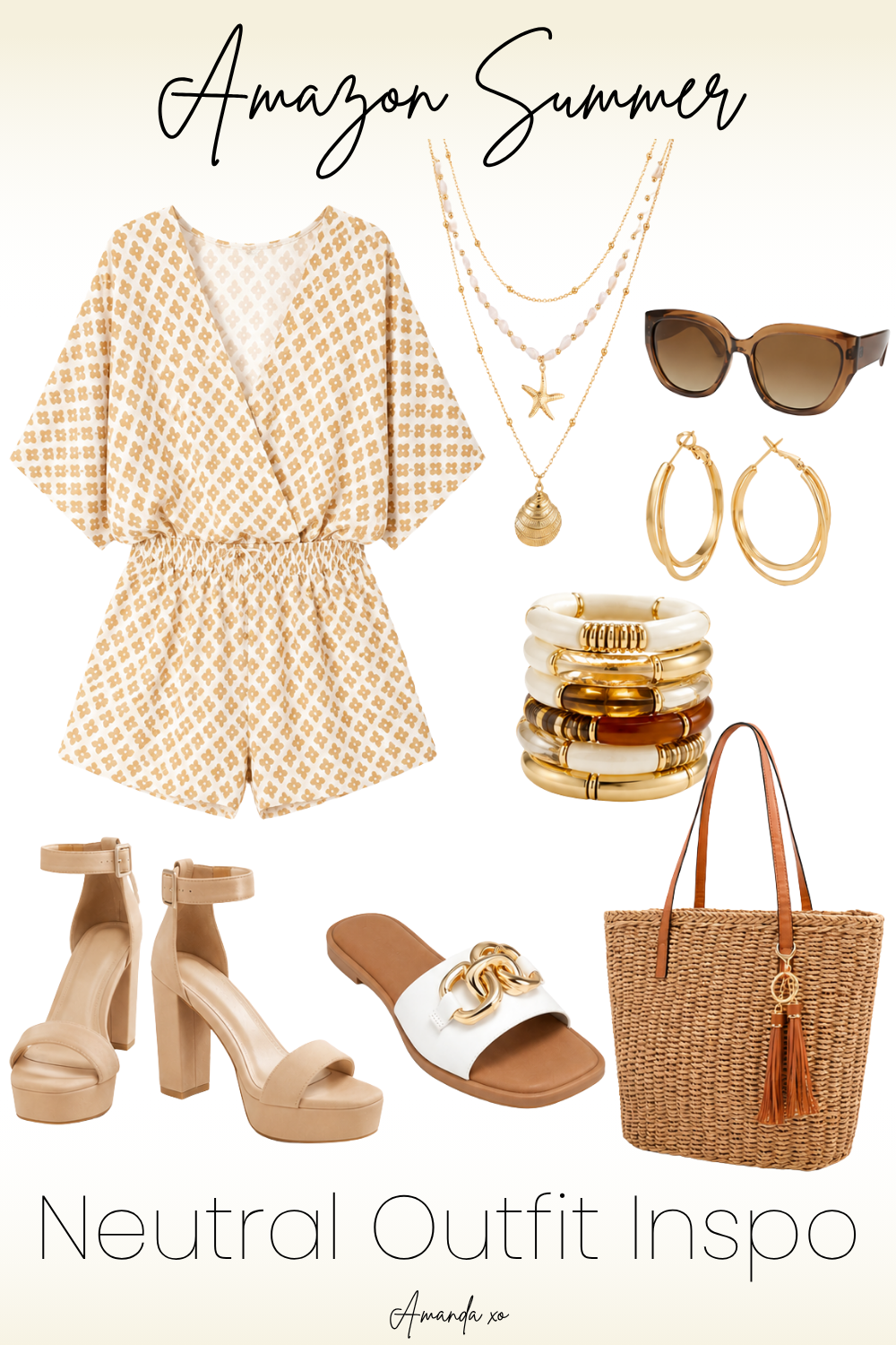Summer Neutral Romper Outfit Summer Neutral Romper Outfit