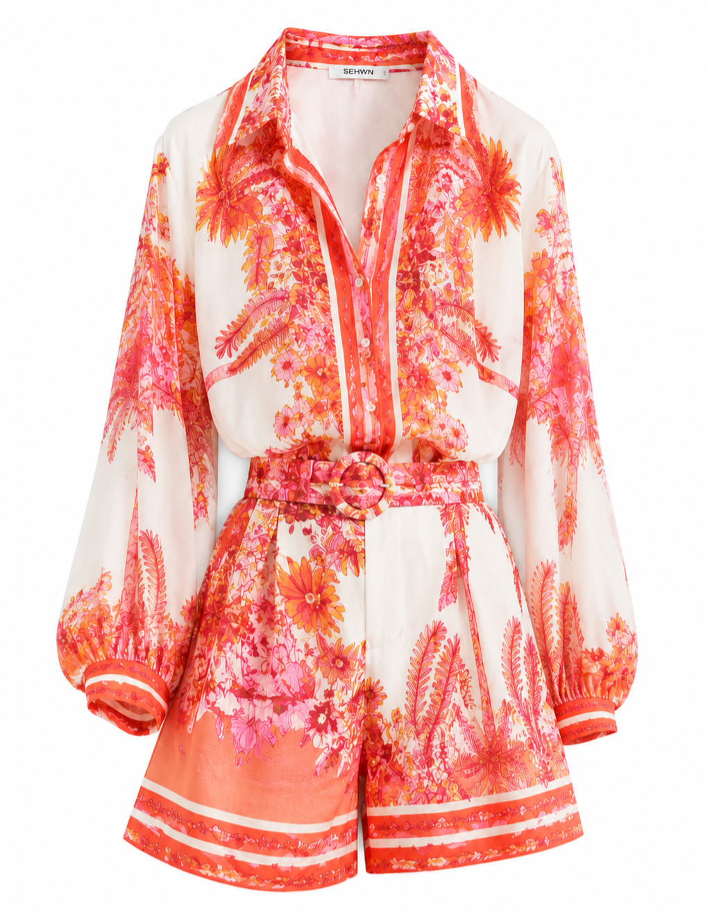 Coral Colored (Orange) Matching 2 Piece Set with Belt