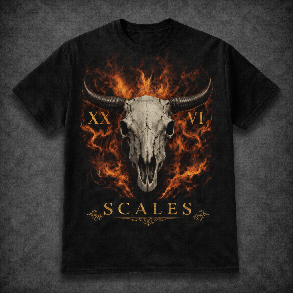 XXVI Bull Skull Red Fire