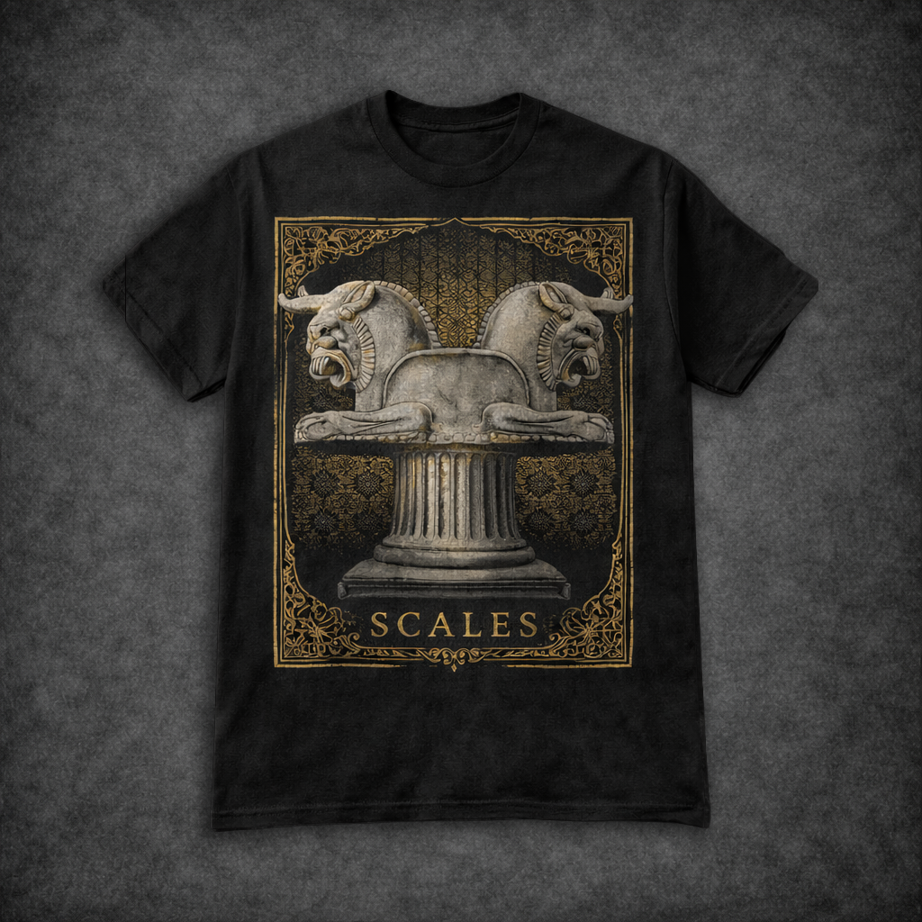 Golden Lion Column Black Tee