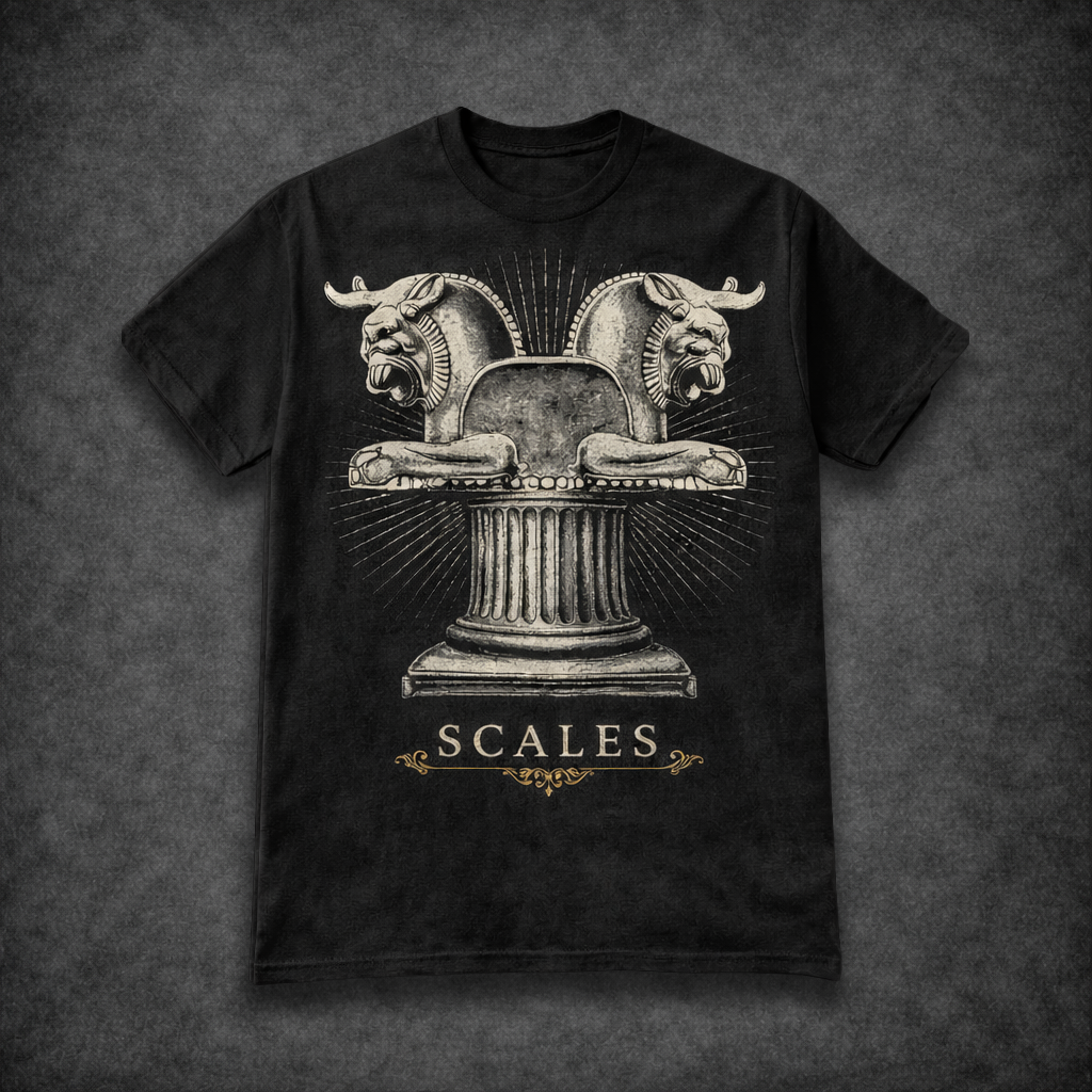 Stone Lion Column Black Tee