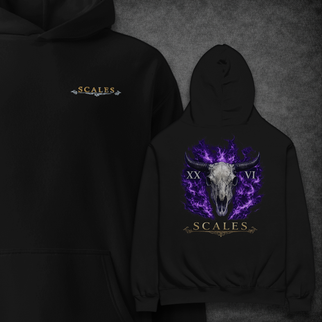 Bull Skull Purple Flame Oversized Hoodie