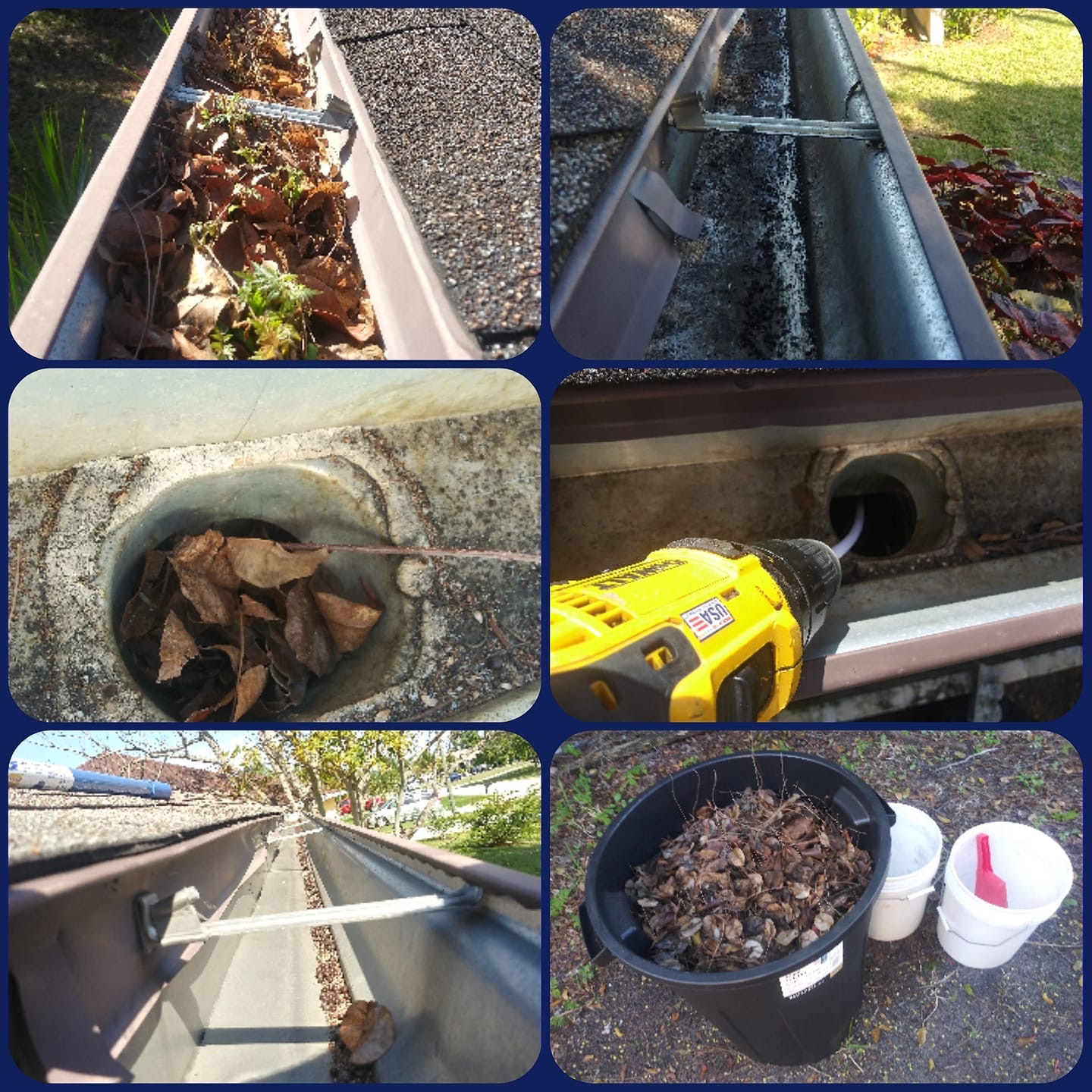 Before and after gutter cleaning at Parkland Golf & Country Club, FL