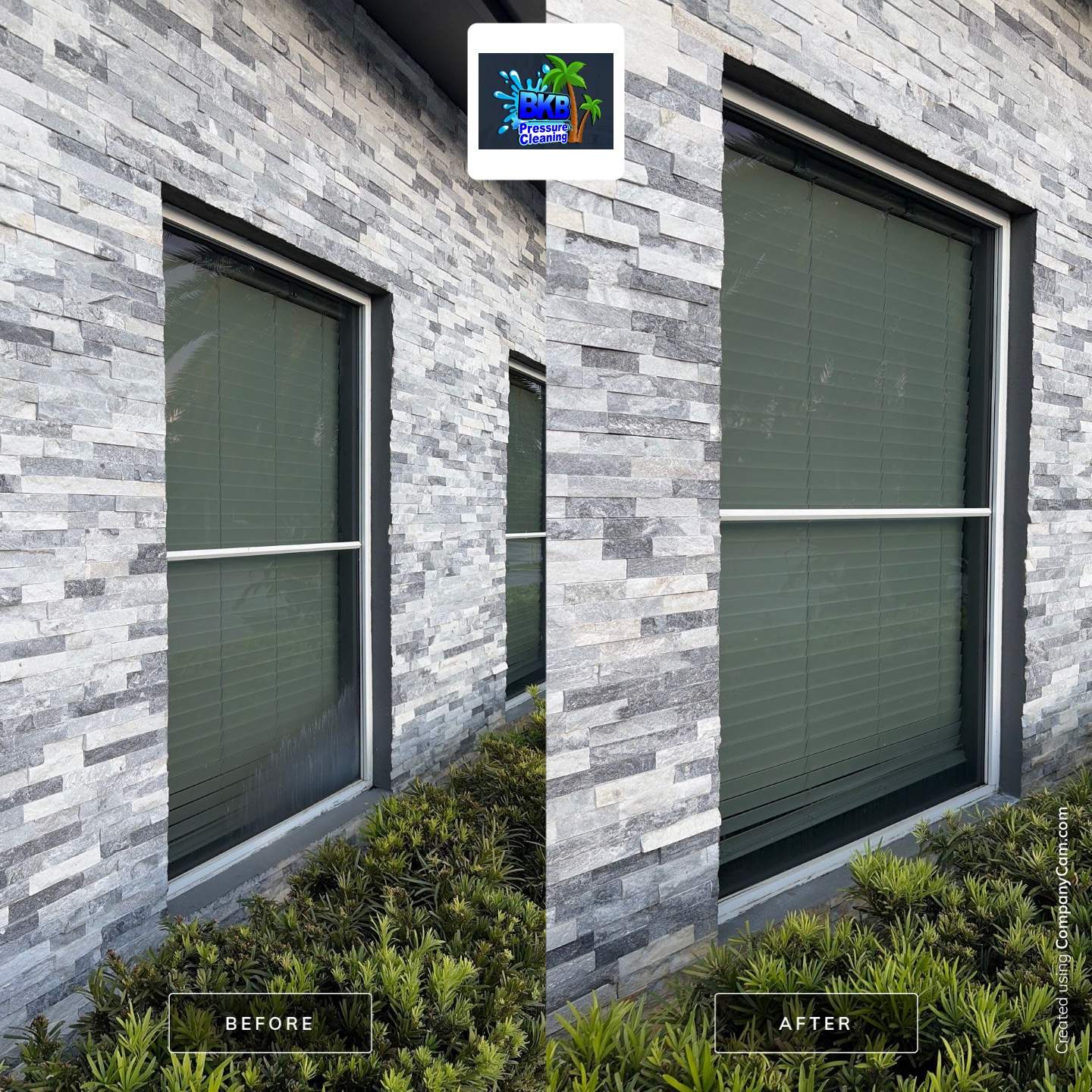 Before and after commercial window cleaning in South Florida