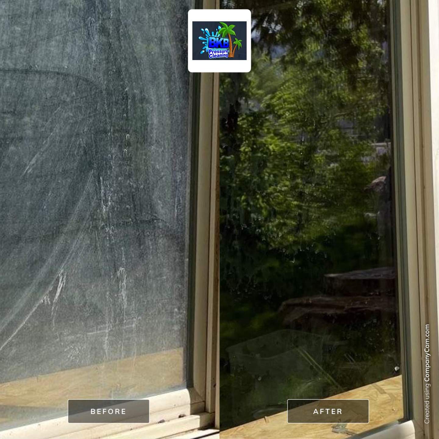 Before and after residential window cleaning in Parkland, FL