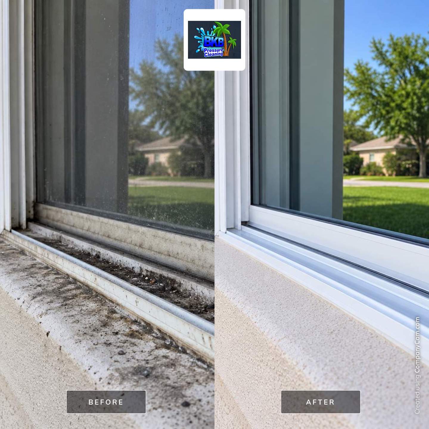 Before and after window track and sill cleaning in Parkland, FL