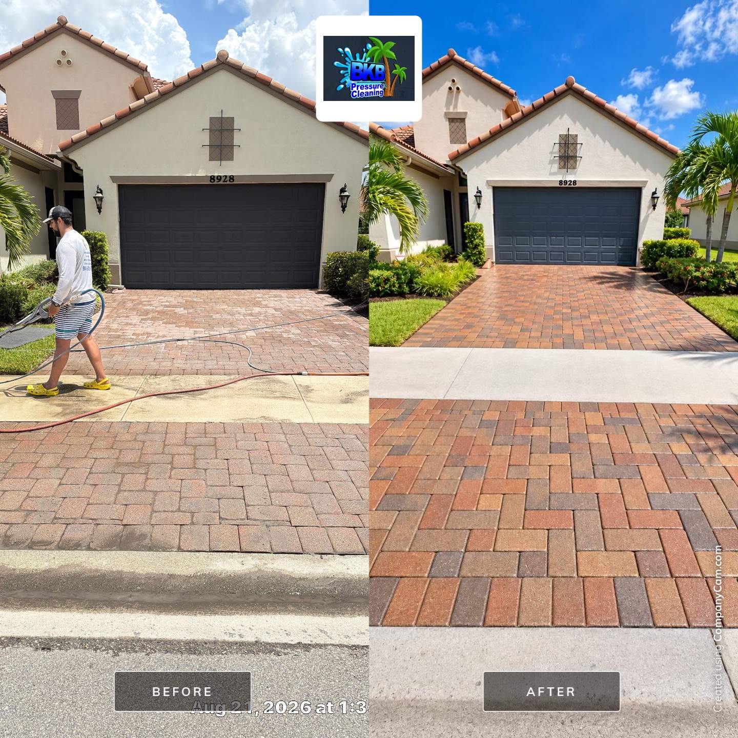 Paver driveway sealing before and after by BKB Pressure Cleaning