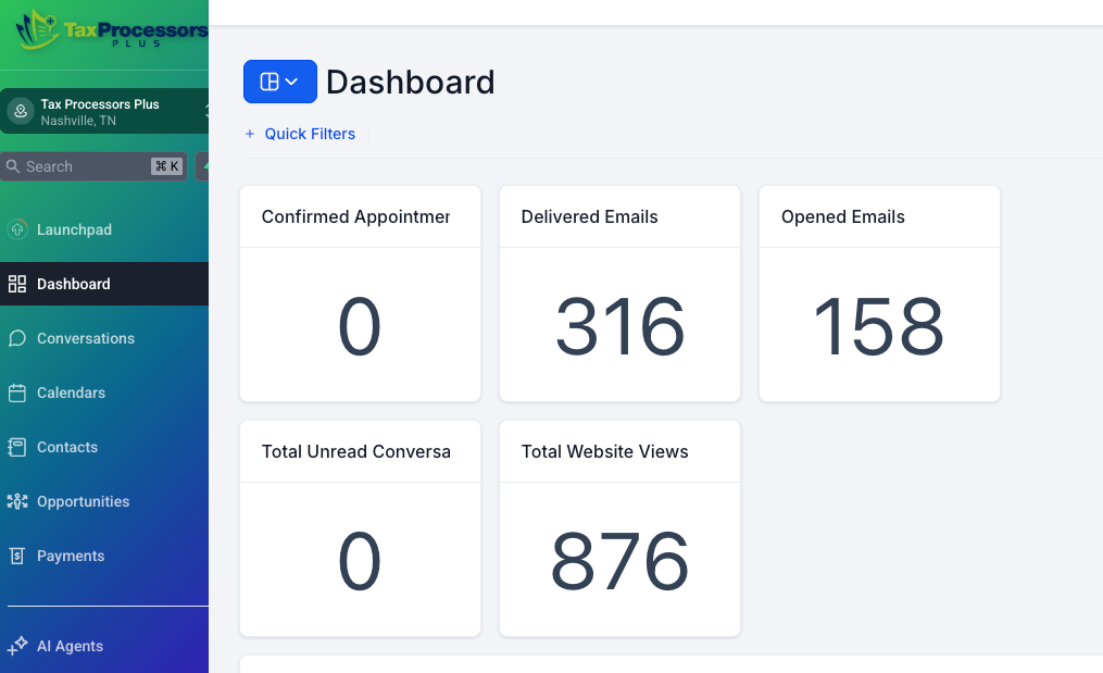 CRM and Marketing Suite Dashboard