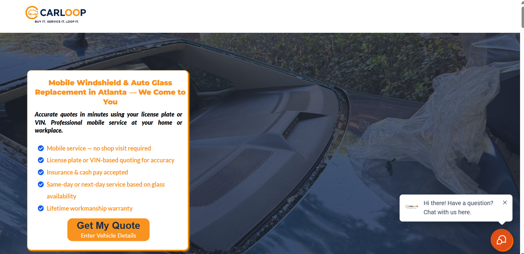 CarLoop GHL landing page hero section