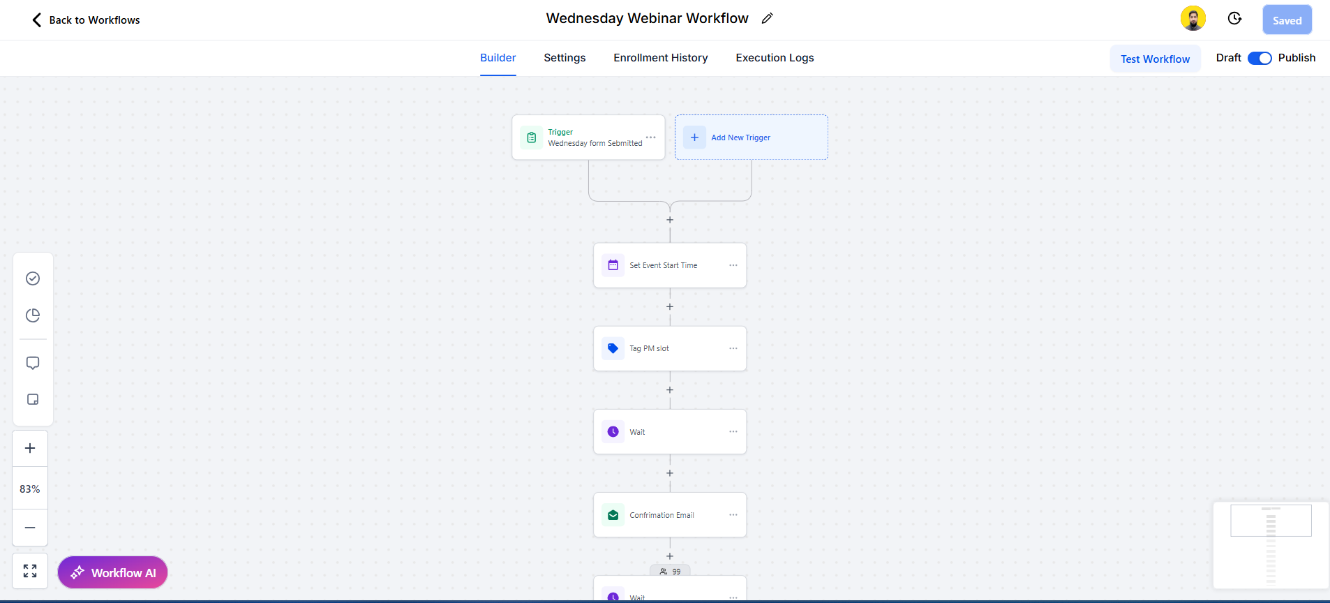 GoHighLevel automation workflow screenshot