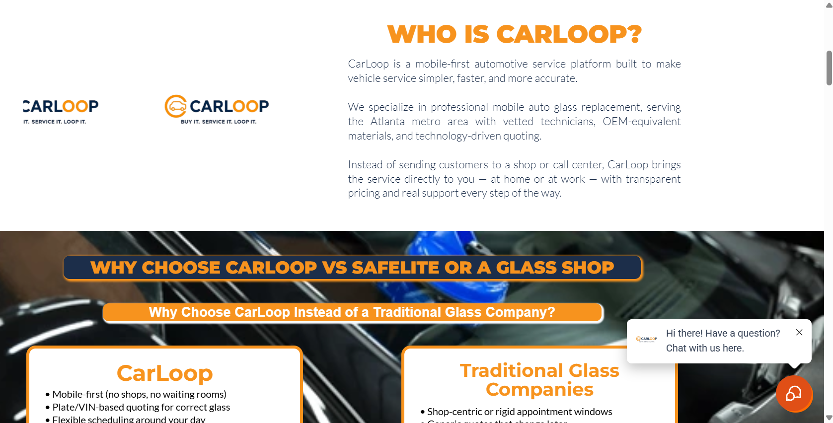CarLoop GHL about and comparison section