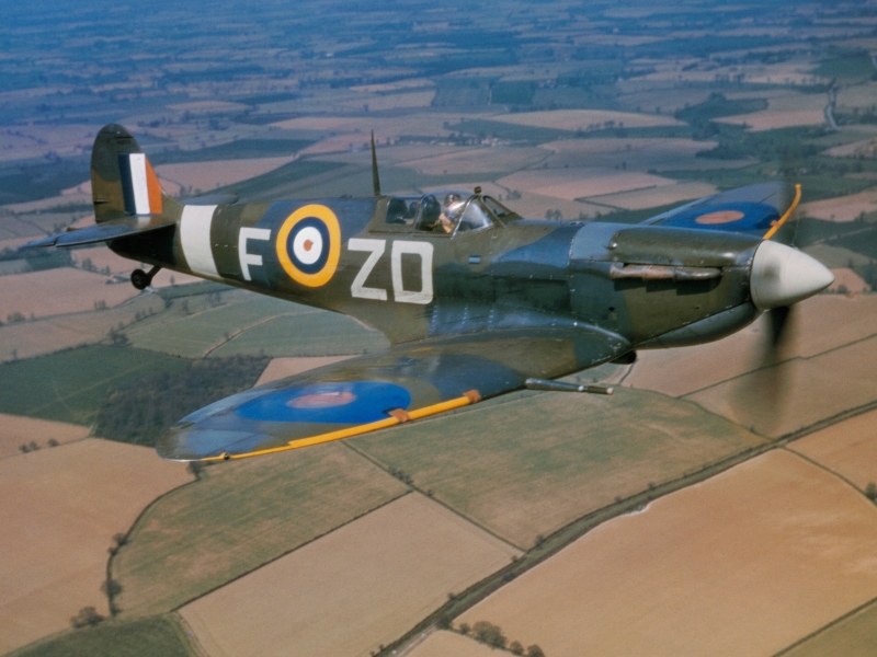 100-inch Ziroli Supermarine Spitfire balsa RC warbird in flight