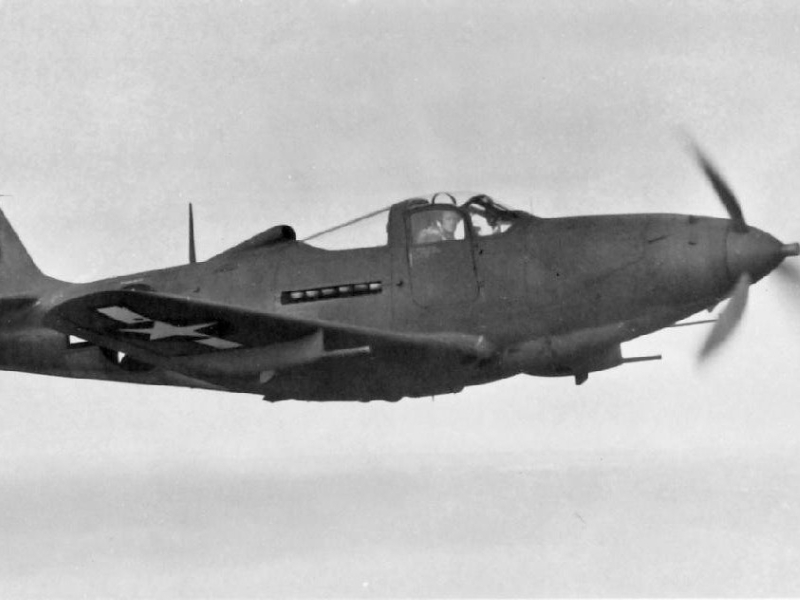 80.5-inch Pepino P-39 Airacobra mid-engine RC warbird in flight