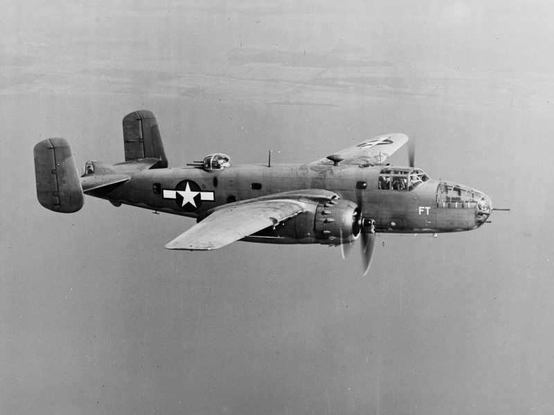 101-inch Ziroli B-25 Mitchell twin-engine RC bomber in flight