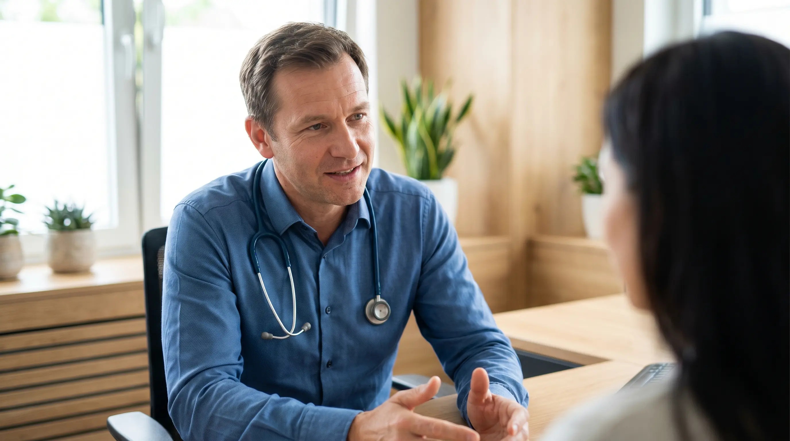 Arzt im Gespräch mit Patient