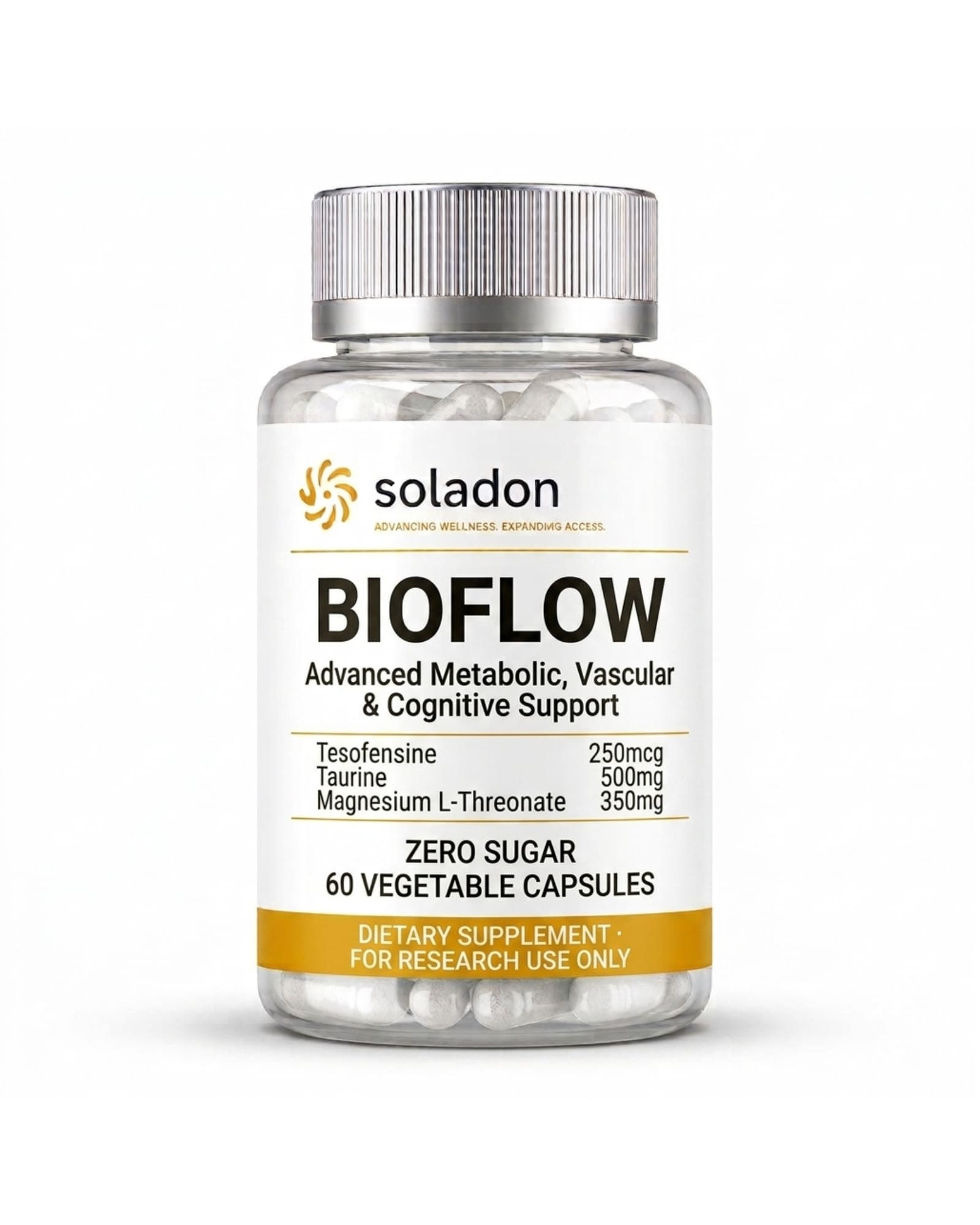 BioFlow — research capsule bottle
