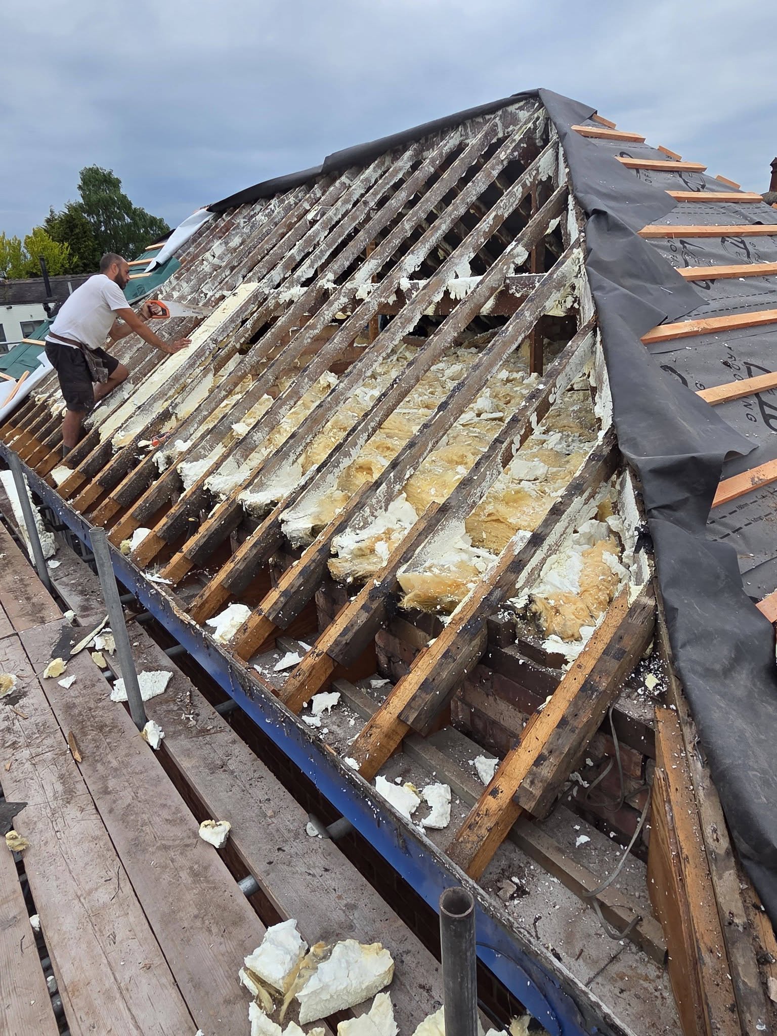 A full roof strip-off and re-roof in progress by MSA Plastics and Roofing