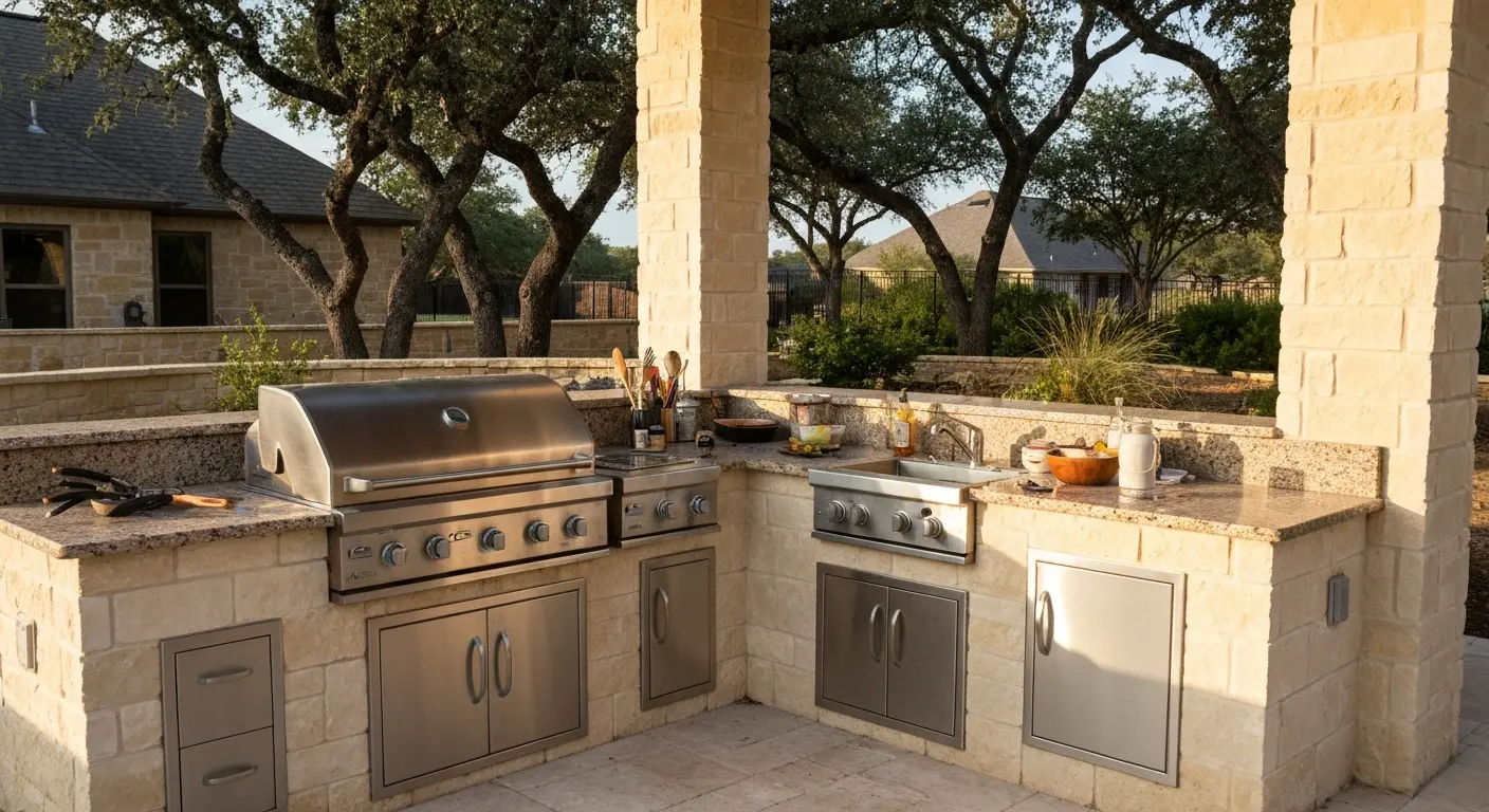 Outdoor kitchen construction in Boerne