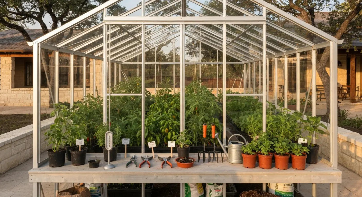 Greenhouse setup in Boerne