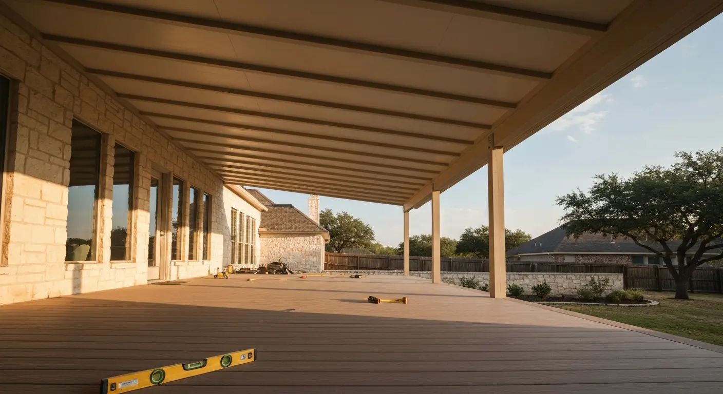 Solid roof covered deck