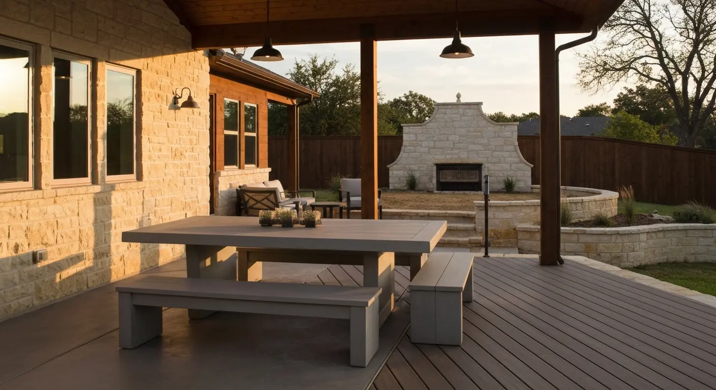 Outdoor seating and dining area