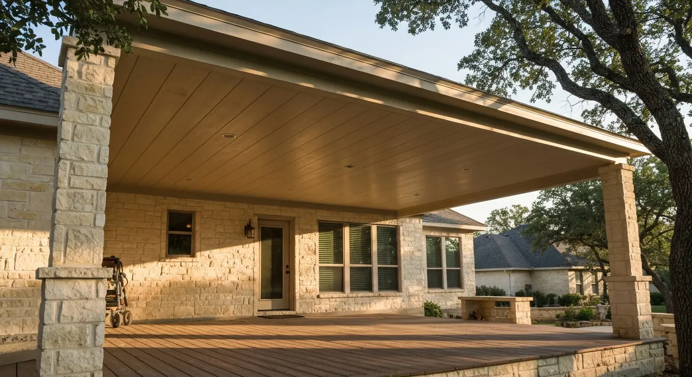 Solid roof covered deck installation